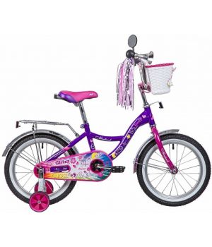 Велосипед 16", LITTLE GIRLZZ, фиолетовый, тормоз нож., пер.корзина, зеркало, крылья и багажник