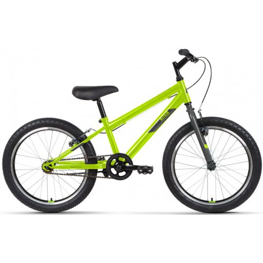 Велосипед ALTAIR MTB HT 20 LOW (20" 1 ск. рост. 10.5") 2022, ярко-зеленый/серый, IBK22AL20084 
