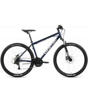 Велосипед FORWARD SPORTING 27,5 3.2 HD (27,5" 24 ск. рост. 19") 2022, темно-синий/серебристый, RBK22