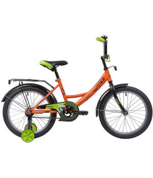 Велосипед NOVATRACK 18" VECTOR оранжевый, защита А-тип, тормоз нож., крылья и багажник чёрн.