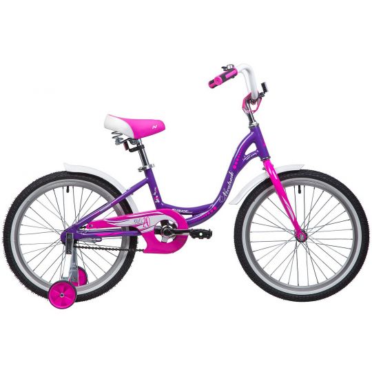 Велосипед  NOVATRACK 20", ANGEL, фиолетовый, алюм.рама., тормоз нож, крылья 