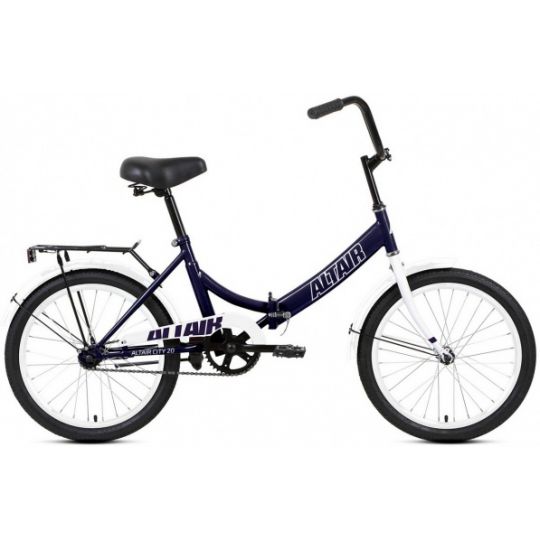 Велосипед ALTAIR CITY 20 (20" 1 ск. рост 14" скл.) 2020-2021, темно-синий/белый, RBKT1YF01003 