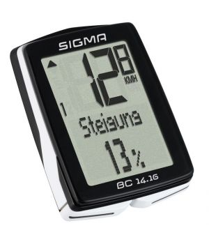 Велокомпьютер SIGMA BC14.16, 4-001416, 14 функций, высота, подсветка, NFC(Андроид), черно-белый