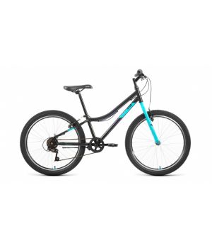 Велосипед ALTAIR MTB HT 24 1.0 (24" 6 ск. рост. 12") 2022, черный/голубой, RBK22AL24089