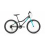 Велосипед ALTAIR MTB HT 24 1.0 (24" 6 ск. рост. 12") 2022, черный/голубой, RBK22AL24089 