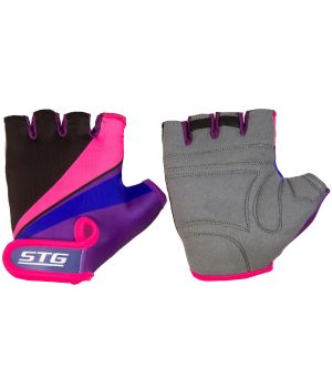Перчатки STG мод.909 с защитной прокладкой,застежка на липучке,размер С,Фиолет/черн/розовые