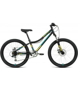 Велосипед FORWARD TITAN 24 2.0 D (24" 6 ск. рост. 12") 2022, черный/желтый, RBK22FW24843