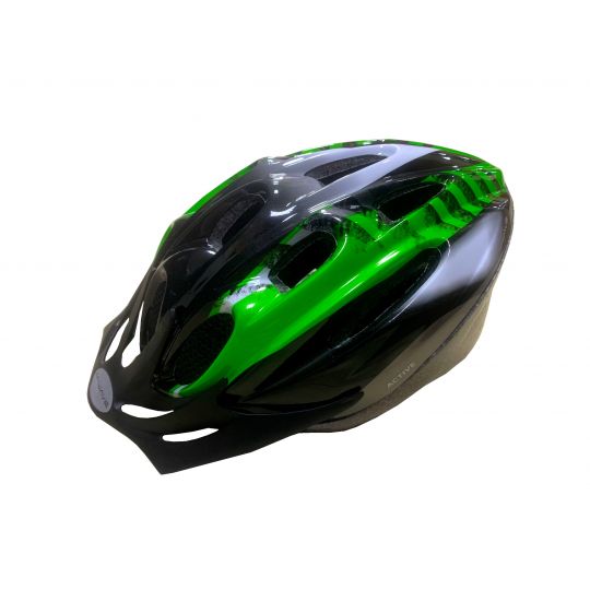 Шлем 5-731036 с сеточкой 11отв. 53-57см черно-бело-зеленый M-WAVE ACTIVE 