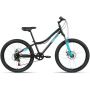 Велосипед ALTAIR MTB HT 24 2.0 D (24" 6 ск. рост. 12") 2022, черный/бирюзовый, IBK22AL24094 