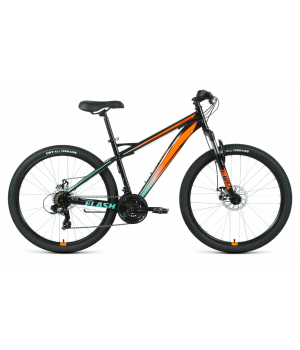 Велосипед FORWARD FLASH 26 2.2 D (26" 21 ск. рост. 17") 2022, черный/оранжевый, RBK22FW26678