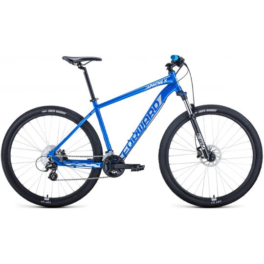 Велосипед FORWARD APACHE 29 X (29" 16 ск. рост 21") 2020-2021, синий/серебристый, 1BKW1M39D011 