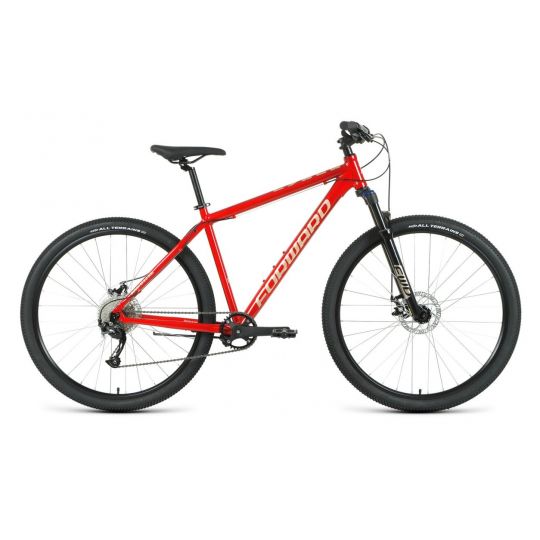 Велосипед FORWARD BURAN 29 2.0 DISC (29" 9 ск. рост. 19") 2020-2021, красный/бежевый, RBKW1M399003 