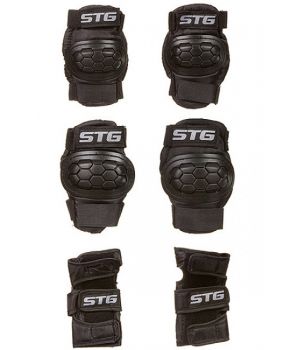 Защита детская STG YX-0303 комплект: наколенники, налокотник, защита кисти.черная, размер S