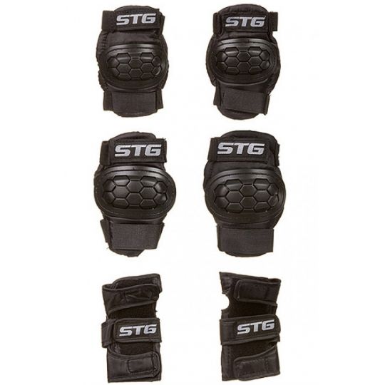 Защита детская STG YX-0303 комплект: наколенники, налокотник, защита кисти.черная, размер S 