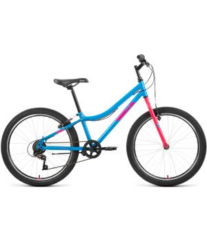 Велосипед ALTAIR MTB HT 24 1.0 (24" 6 ск. рост. 12") 2022, голубой/розовый, RBK22AL24091