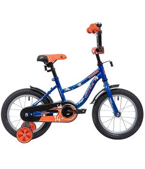Велосипед NOVATRACK NEPTUNE 14 синий/оранжевый, тормоз нож, крылья корот, полная защ.цепи