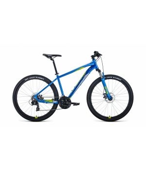 Велосипед FORWARD APACHE 27,5 2.0 D (27,5" 21 ск. рост. 15") 2022, синий/зеленый, RBK22FW27289